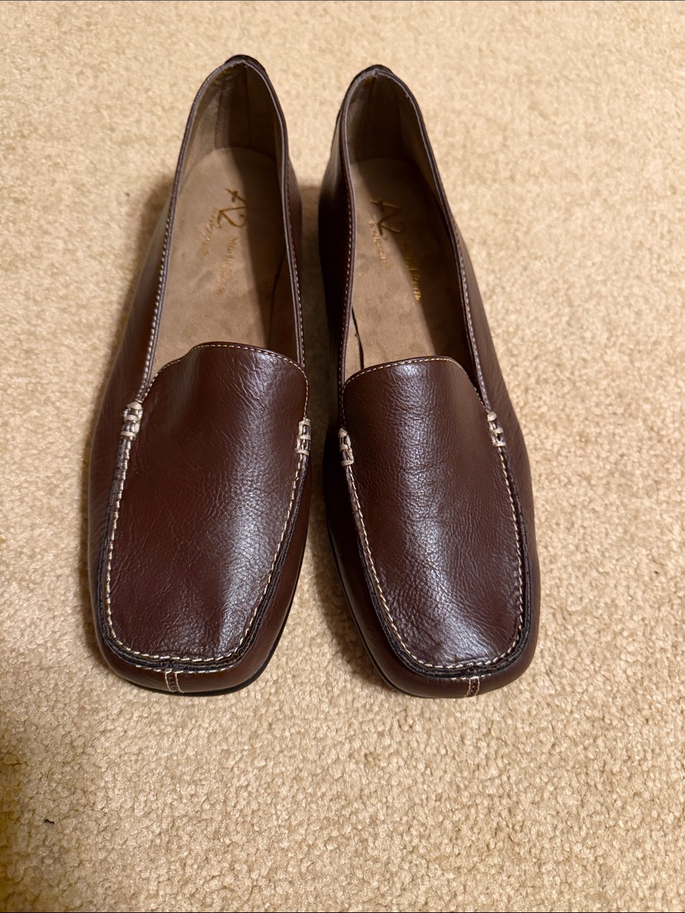 A2 by Aerosoles Stitch N Turn Brown Leather Slip-On Loafers Size 10